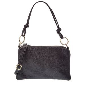 Italian Leather Elin Leather Top Handle Bag, Black